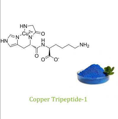 Copper Tripeptide-1 azul en polvo Complejo antiarrugas Apto para adultos Ingrediente para apoyar la firmeza de la piel y reducir las arrugas en el cuidado de la piel madura